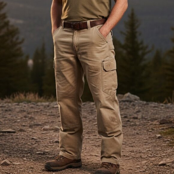 DuluthFlex Fire Hose Canvas Cargo Pants - Rugged Workwear Khaki - Picture 1 of 9